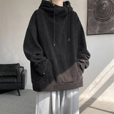 FOESCE Harajuku Corduroy Hoodies Men High Quality Streetwear Loose Y2k Hip Hop Hooded Sweatshirts Couple Clothing Female Pullovers