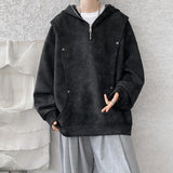 FOESCE Retro Tie-dye Printed Hoodie Men Fleece Warm Pullover Sweatshirts High Street Hip Hop Streetwear Oversized Unisex Hoodie