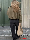 FOESCE TRAFZA Casual Soft Bomber Jackets Women Long Lantern Sleeve Oversized Spring Summer Coats Fashion 2025 Streetwear Zipper Outwear