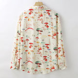 Men's Vintage Mushroom Printed Shirt Casual Streetwear Button -down Long Sleeve Shirts for Men Leisure Loose Stylish Spring