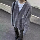 FOESCE Mens Sweater Brooch Casual Knitwear Streetwear Fashion Youth Campus Versatile Valentines Cardigan Old Money Men'S Clothing 2025