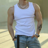 FOESCE Mens Sexy Shaping Sports Fitness Casual Cotton Vest 2025 New Genderless American Street Elastic Slim Solid Color Tank Top Unisex