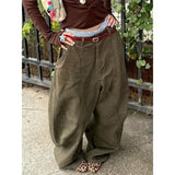 FOESCE Deeptown Y2K Vintage Washed Women Jeans Harajuku Scimitar Wide Leg American Retro Denim Pants Baggy High Waisted Trousers Gyaru