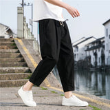 FOESCE Linen Wide Men Pants New Korean Trousers Oversize Linens Streetwear Male Spring Summer Pants Casual Men Clothing Sweatpants