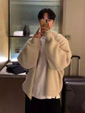 American Style Knitted Sweater Men's Autumn Winter New Retro Lazy Trend Brand Solid Casual Loose Male Zipper Hooded Cardigan