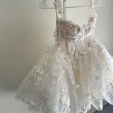 FOESCE Cathy White Mini Tulle Prom Dresses Spaghetti Strap فساتين السهرة Customized Sleeveless Princess Flowers Vestidos De Noche 2025