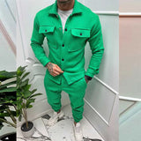 Men Set Autumn Fashion Jacket and Pants Two Piece Set Men's Suits New Trend Solid Color Fashion Large Size Ropa Para Hombre