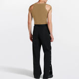 FOESCE Fashion Streetwear Men Summer Sleeveless Solid Tank Tops Solid O Neck Hollow Out Knitted Vest Sexy Mens Popular O Neck Pullovers