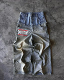 FOESCE Loose Ripped Men Jeans Y2k Splic Double Waist Jeans Punk Harajuku Wide Leg Pants Street Hip Pop Jean Straight knit Denim Pants