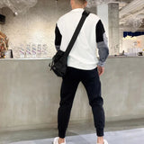 FOESCE Spring and Autumn 2025 Boyfriend New Patchwork Pullover O-Neck Striped Fashion Loose Minimalist Casual Long Sleeved Sweatshirts