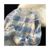 FOESCE Striped Sweater Men's 2025 Autumn and Winter New Splice Pullover O-Neck Fashion Loose Minimalist Casual Long Sleeved Knitted Top