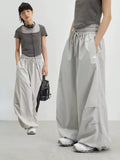 FOESCE Deeptown Y2k Harajuku Vintage Parachute Pants Women Oversize Baggy Hippie Streetwear Pleated Joggers Trousers Kpop 90s Aesthetic