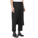 FOESCE Men's Fashion Double Layer Skirts Pants New Trend Dark Deconstructed Pleated Trousers Straight Leg Pants Genderless Streetwear