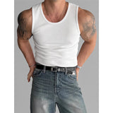 FOESCE ay Heavyweight Svel Vest Men's Summer American Sle Slim Fit Sport T-irt Waist Cinching Fitn Muscle Tees Sweats...