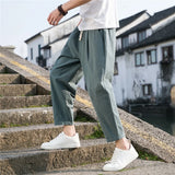 FOESCE Linen Wide Men Pants New Korean Trousers Oversize Linens Streetwear Male Spring Summer Pants Casual Men Clothing Sweatpants
