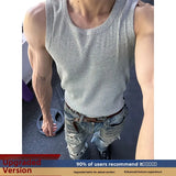 FOESCE ay Heavyweight Svel Vest Men's Summer American Sle Slim Fit Sport T-irt Waist Cinching Fitn Muscle Tees Sweats...