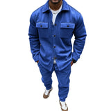FOESCE Autumn and winter cross-border American heavy jacket casual pants two-piece set solid color men's suede suit men's