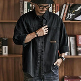 FOESCE 2025 New Spring and Autumn Fashion Trend Men's Polo Neck Solid Loose Casual Fashion Brand Long Sleeve Oversize Men's Work Shirt