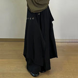 FOESCE Mens Ruched Irregular Japanese Casual Culottes 2025 New Genderless Fashion Youth Retro Solid Color Loose Wide Leg Pants Unisex