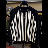 FOESCE 2025 New Spring Hong Kong Trendy Cool Fashion Round Neck Pullover with Contrasting Color Patchwork Stripes Loose Casual Hoodie