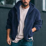 New Men's Casual Jacket Fashion Hooded Coat Autumn Winter Arctic Velvet Solid Loose Plush Warm Jacket High Street Coat Male