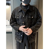 High-end Feeling Denim Jacket For Men Women Casual Trendy Loose Fit Thin Jacket Bright Sequins Fashionable Streetwear
