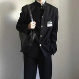 FOESCE Japanese College Uniform Jacket Stand-up Collar Suit Jacket Top Men's Spring Summer College Wind Trend Men Coat School Uniform