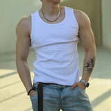 FOESCE Mens Sexy Shaping Sports Fitness Casual Cotton Vest 2025 New Genderless American Street Elastic Slim Solid Color Tank Top Unisex