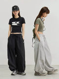 FOESCE Deeptown Y2k Harajuku Vintage Parachute Pants Women Oversize Baggy Hippie Streetwear Pleated Joggers Trousers Kpop 90s Aesthetic
