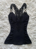 FOESCE Women Crop Top Girls 2000s y2k Clothes Vintage Punk Streetwear Lace Sexy Backless Slim Sling Tank Summer Coquette Camis Female