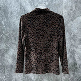 FOESCE Men T-Shirt Gold Velvet Leopard T-Shirt Spring And Autumn Streetwear Fashion Niche Youth Long Sleeve Top Men'S Clothing 2025 New