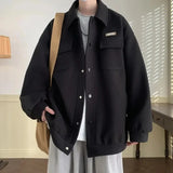 All Match Versatile Spring Autumn Fashion Men's Solid Casual Shirt Loose Pockets Letters Jacket Coat Cool Boy Soft Solid Warm