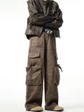 Foesce Autumn And Winter Casual Cargo Pants Men Vintage Loose Straight Pantalones Harajuku Brown Sweatpants Y2k Joggers Streetwear