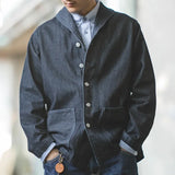 FOESCE Maden Lapel Jeans Jacket 13.5 Oz Multi Pockets Coat Men’s Vintage Deck Workwear Denim Shirts Quality Fashion Clothes For Male