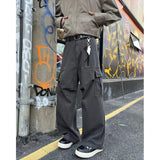 FOESCE Mens Casual Workwear Cargo Pants Loose Fit Straight Wide Leg Multi Pocket Utility Tactical Outdoor Hiking Durable Heavy Duty