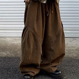 FOESCE Japanese Style Simple Straight-leg Pants Men's Loose-fit Cargo Pants Wide Casual Trousers For Spring Autumn