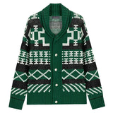 Winter Clothing Men's Luxury Knitwear Graphic Knitted Cardigan Sweater Long Sleeve Casual Button Down Lapel Coat Autumn Vintage