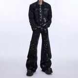 FOESCE Mens Jeans Washed Contrast Color Rivet Casual Pant Autumn Streetwear Fashion Personality Y2k Flared Trousers Men'S Clothing 2025