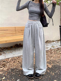 FOESCE Straight Wide Leg Loose Pant Women Fahsion 2025 Spring Summer New Baggy Sweatpants High Waist Csual Street Pants Chic Trousers