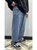 Harajuku Polar Big Boy Baggy Jeans Y2K Hip Hop Gothic Cartoon Embroidery Streetwear Jeans Mens Womens Fashion Wide Leg Trouser
