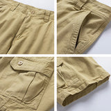 FOESCE Men Summer Brand New Solid Casual Classic Cargo Shorts Men Fashion Cotton Multi-pocket Shorts Men Outwear Breathable Shorts Male
