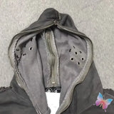 FOESCE Winter Hiphop Street THUG CLUB Jacket Star Moon Metal Logo Stitching Line Zipper Hoodies Men Women Masked Hooded Sweatshirts
