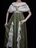 FOESCE 2025 New Lolita Retro Jacquard Elegant Dress Y2K Vintage Cosplay Green Daily Temperament Gorgeous Elegant Queen Princess Dresses
