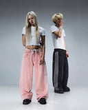 Foesce Y2K Baggy Jeans high quality Embroidered Striped Harajuku Sweatpants men women Hip Hop streetwear Casual wide leg Denim Pants