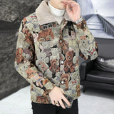 FOESCE Mens Bear Embroidered Y2k Casual Jacket 2025 New Autumn Winter Fashion Youth Street Plus Velvet Thickened Warm Jacket Unisex