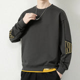 FOESCE 2025 Youth Men's Round Neck Solid Color Casual Sweater Bottoming Shirt Sweatshirt Spring Clothes Tops Shadowless