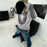 Y2k Clothes Spider Web Hollow Men Casual Sweater Streetwear Sweater Knitted Sweater Retro Hip Hop Graphic Vintage Pullover
