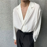 FOESCE 2025 Men Casual Shirt Solid Color Lapel Button Long Sleeve Fashion Tops Streetwear Loose Leisure Camisa Masculina S-2XL