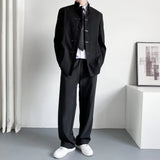 FOESCE Mens Chinese Style Stand Collar Cheongsam Button Suit Genderless Autumn Winter Fashion Trend Business Casual Retro Suit Unisex