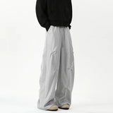 FOESCE Elastic Waist Men's Sweatpants Drape Solid Color Casual Drawstring  Trousers Wide Leg Loose Male sport Pants New casual pants